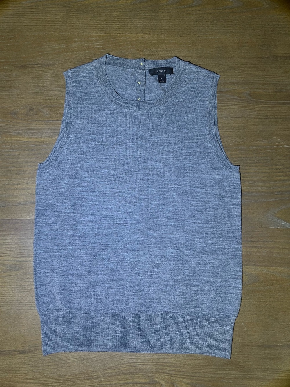 J.Crew Jackie Merino Wool Sweater Shell Sleeveless Crewneck Gold Button Back S